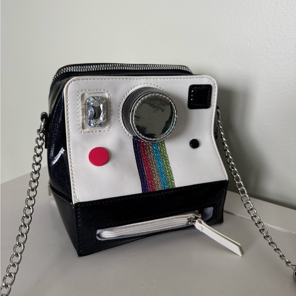 Betsey Johnson Camera-Inspired Bag - Black, White, and Rainbow